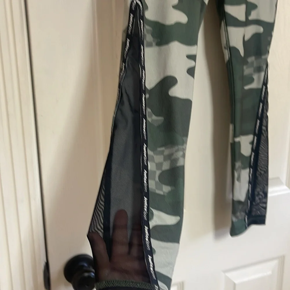 Justice sport leggings. Size large (12-14). Camo. Mesh on the lower leg.